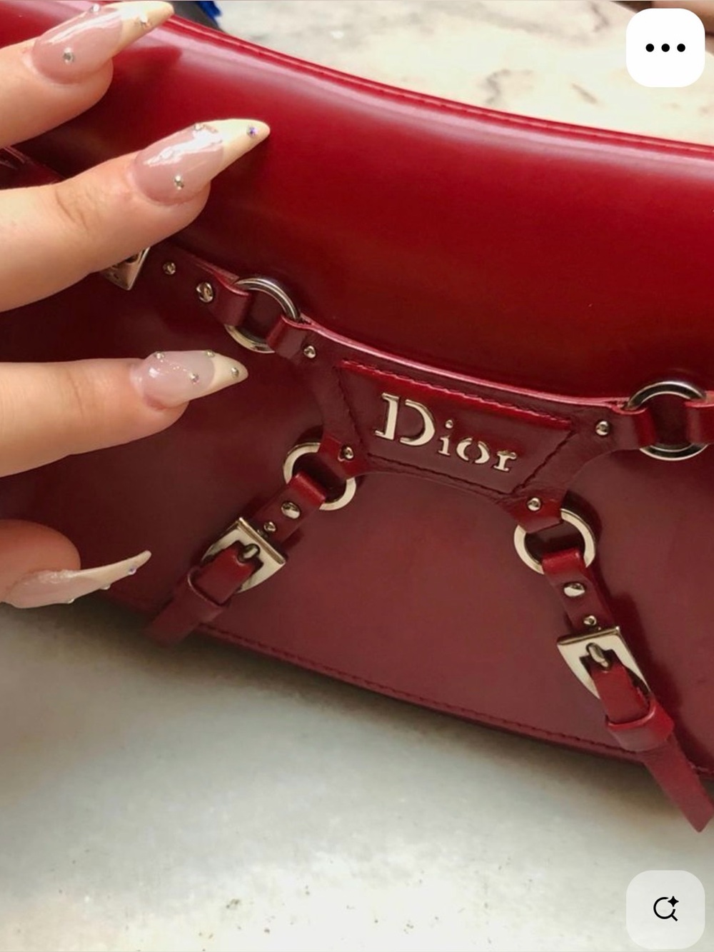 Christian Dior Red Vintage y2k Galliano Bondage Wristlet Clutch